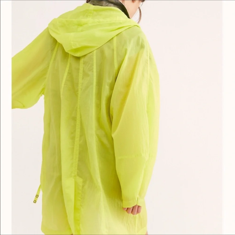 Free People Callie Oversized Neon Poncho Windbreaker - sz M